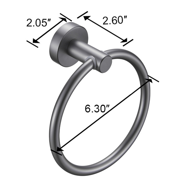 dropship Towel Ring Gun Grey; Bath Hand Towel Ring Thicken Space Aluminum Round Towel Holder for Bathroom