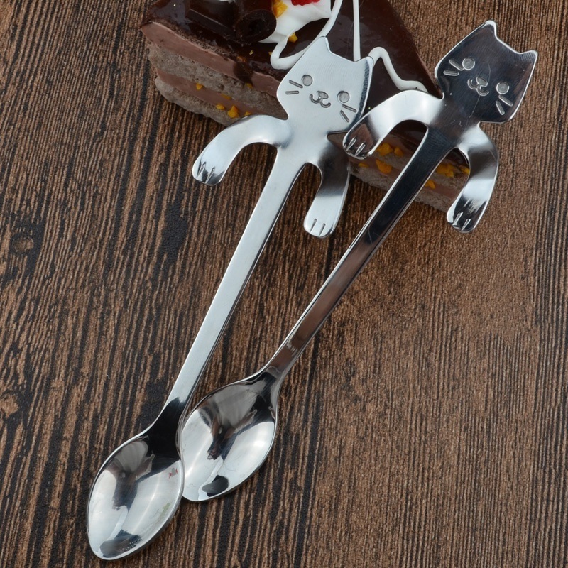 dropship 1pc Cute Kawaii Cat Spoon; Flatware; Creative Coffee Drinking Tools; Kitchen Gadget