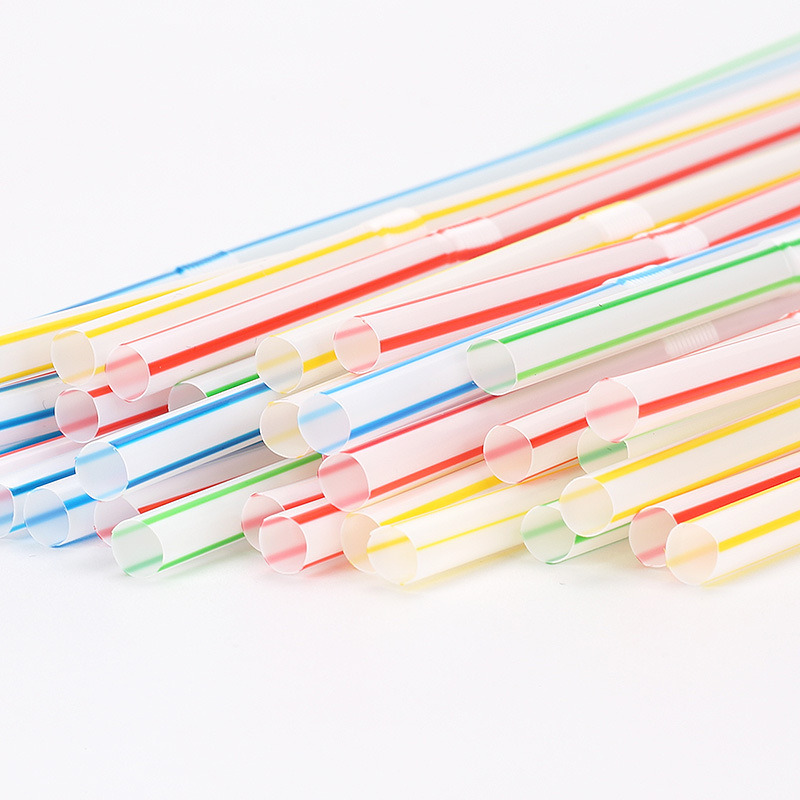 dropship 100pcs Disposable Colorful Elbow Plastic Straw; Lengthened; Bendable; Juice Milk Tea Straw