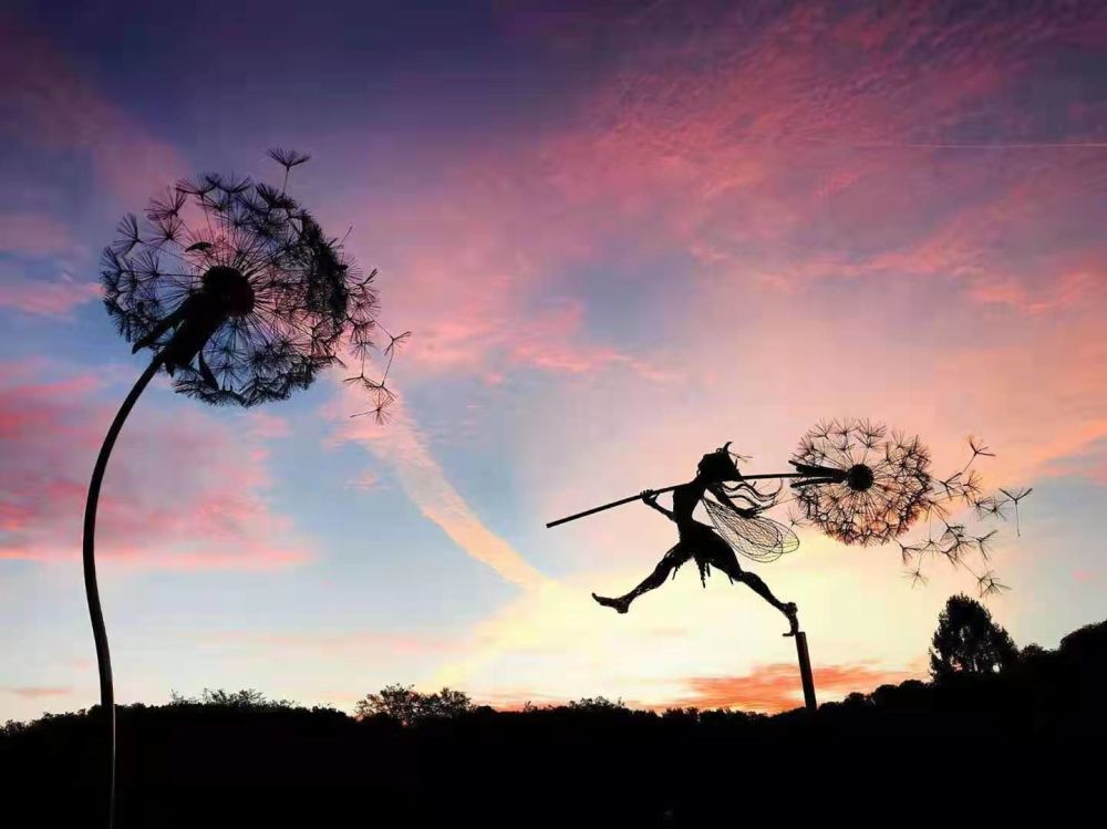 dropship Dandelion Figurine Fairies Pixies Dancing Fairy Statue Steel Wires Fairy Garden Miniature Sculpture Mythical Garden Yard Decor
