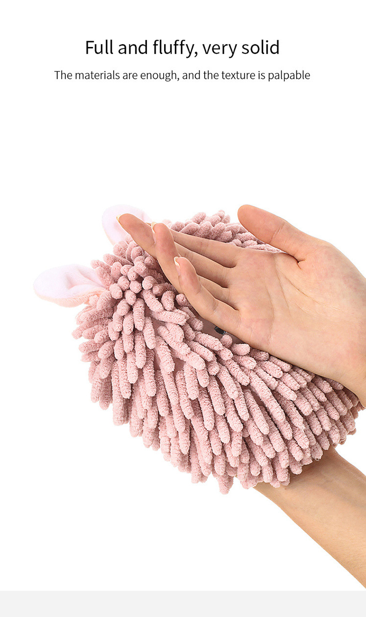 dropship 1pc Hand Towel Ball; Cartoon Hanging Towel; Quick Drying; Kitchen And Bathroom; Chenille Lovely Rag; Thickened Towel 6.69"×6.69"