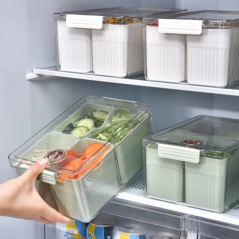 dropship Storage Box Fridge Organizer Fresh Vegetable Fruit Boxes Drain Basket Storage Containers Pantry Kitchen Organizer For Kitchen