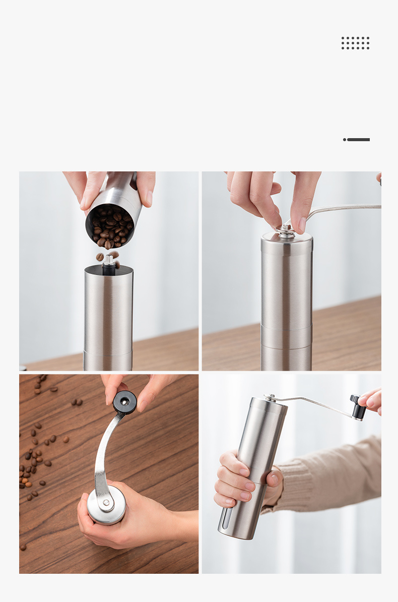 dropship GIANXI Manual Coffee Grinder for French Embossing Machine Hand-held Mini Brushed Stainless Steel Portable Conical