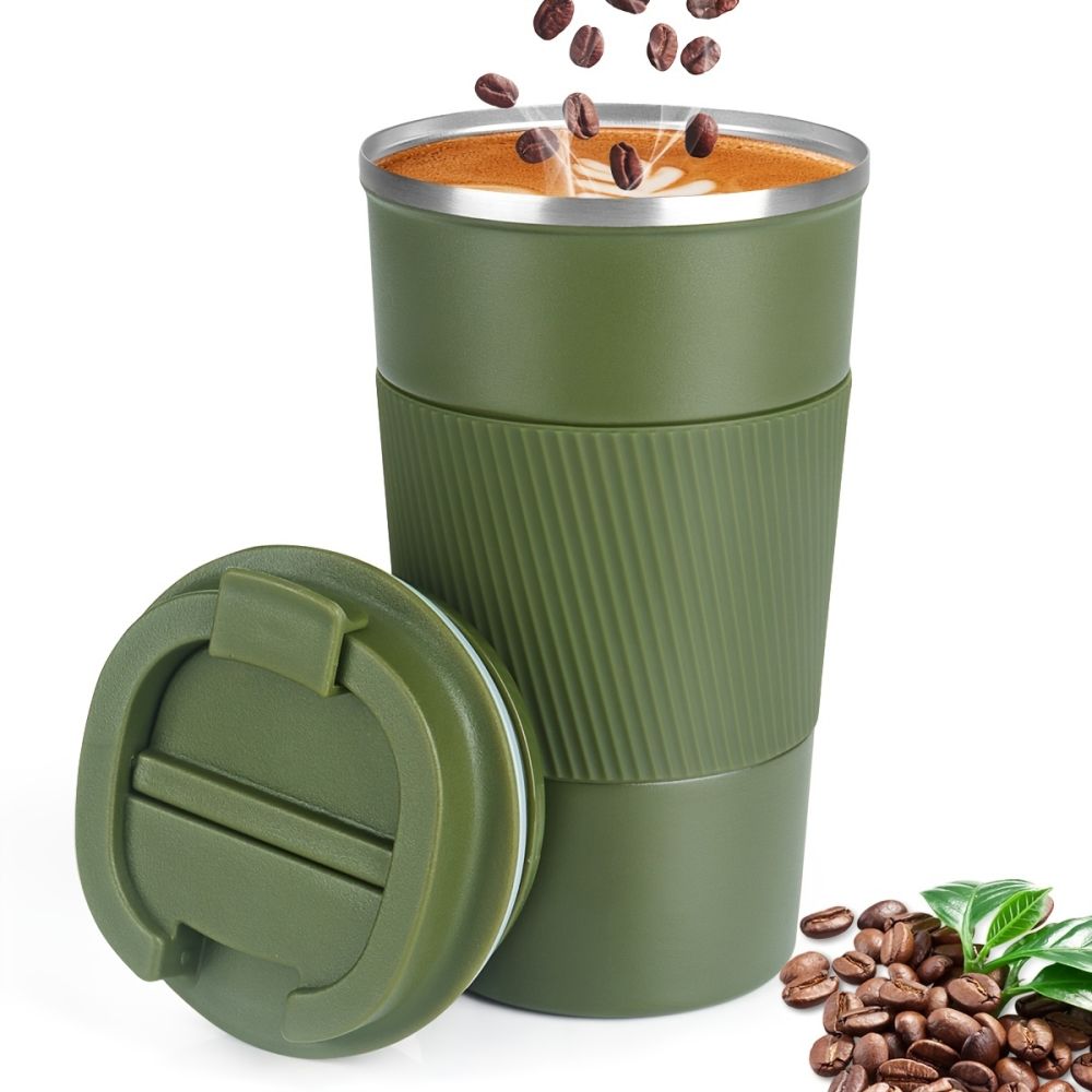 dropship 1pc; Stainless Steel Vacuum Insulated Tumbler; Coffee Travel Mug Spill Proof With Lid; Thermos Cup For Keep Hot/Ice Coffee; Tea And Beer