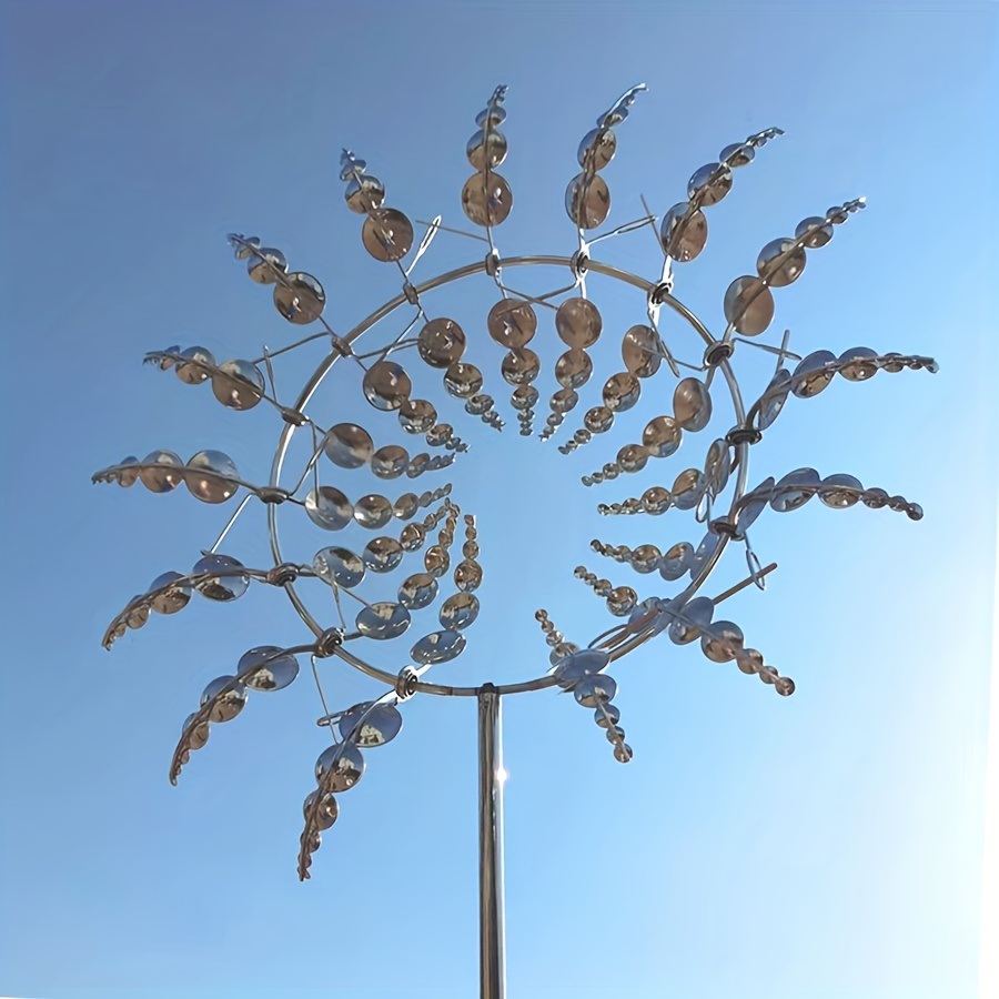 dropship Outdoor Metal Windmill For Yard And Garden Decoration, Dynamic Wind Sculpture, Easy To Install, Beautiful And Durable, Wind Power Rotates Sculpture, Creative Garden Windmill Decoration