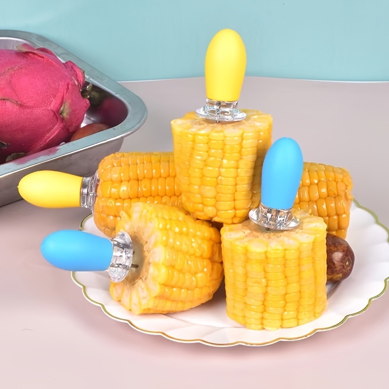 dropship 1 Pair Stainless Steel Corn Needle Barbecue Corn Cob Fork Kitchen Gadgets Barbecue Fruit Fork Corn Insert