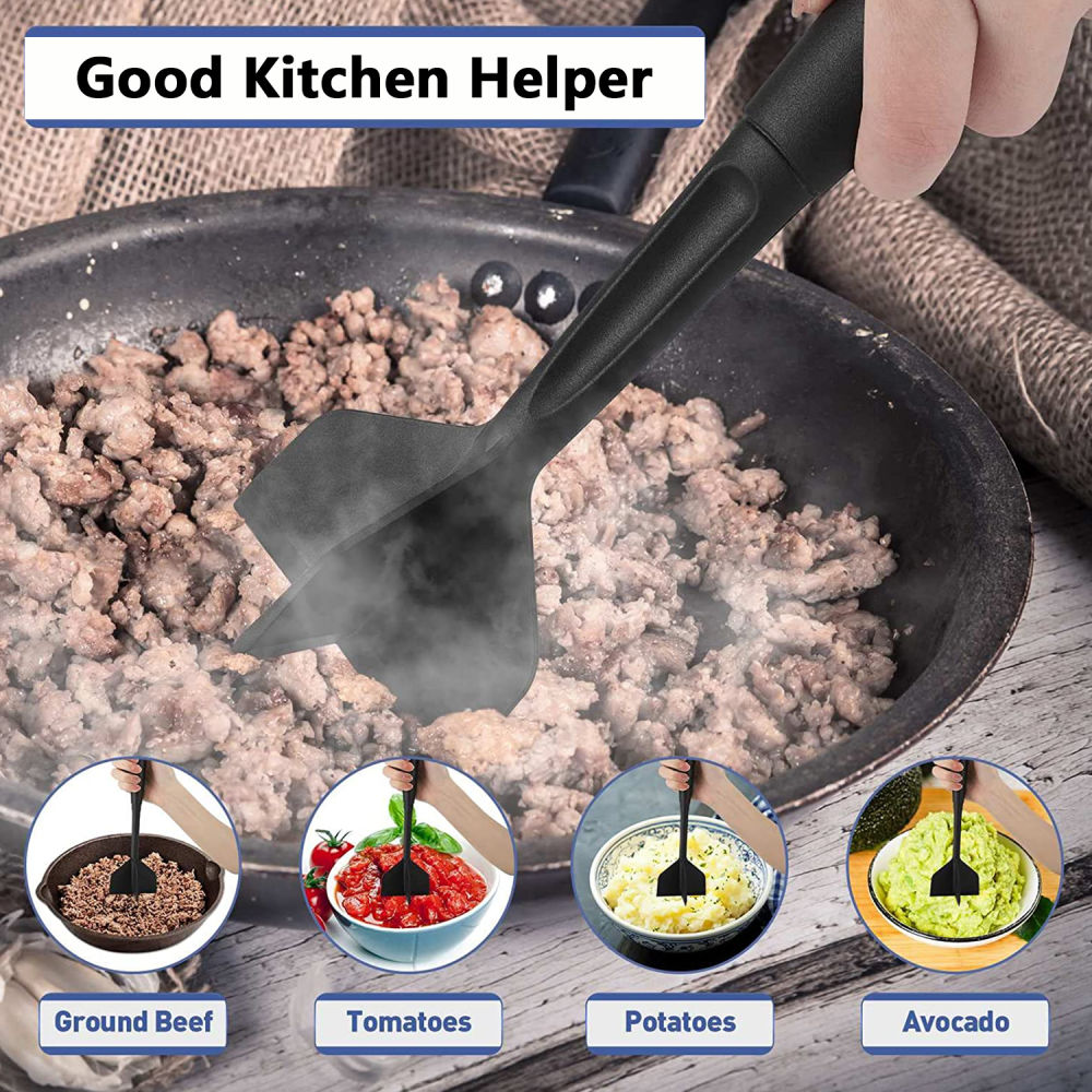 dropship 1pc Meat Chopper; Hamburger Chopper; Heat Resistant Meat Masher; Ground Beef Smasher; Meat Chopper For Ground Beef; Turkey; Meat; Potato Masher Kitchen Gadgets And Utensil