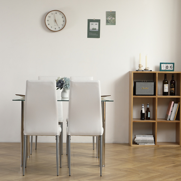dropship 110CM Clear Color Dining Table Set (This product will be split into two packages) (replace 64512970)
