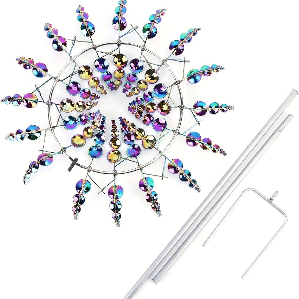dropship Outdoor Metal Windmill For Yard And Garden Decoration, Dynamic Wind Sculpture, Easy To Install, Beautiful And Durable, Wind Power Rotates Sculpture, Creative Garden Windmill Decoration