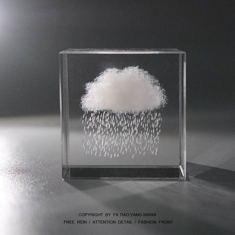 dropship Moon; Cloud; 3D Cube Engraved Crystal Craft Ornaments; Desktop Bedroom Decorations; Creative Birthday Gifts