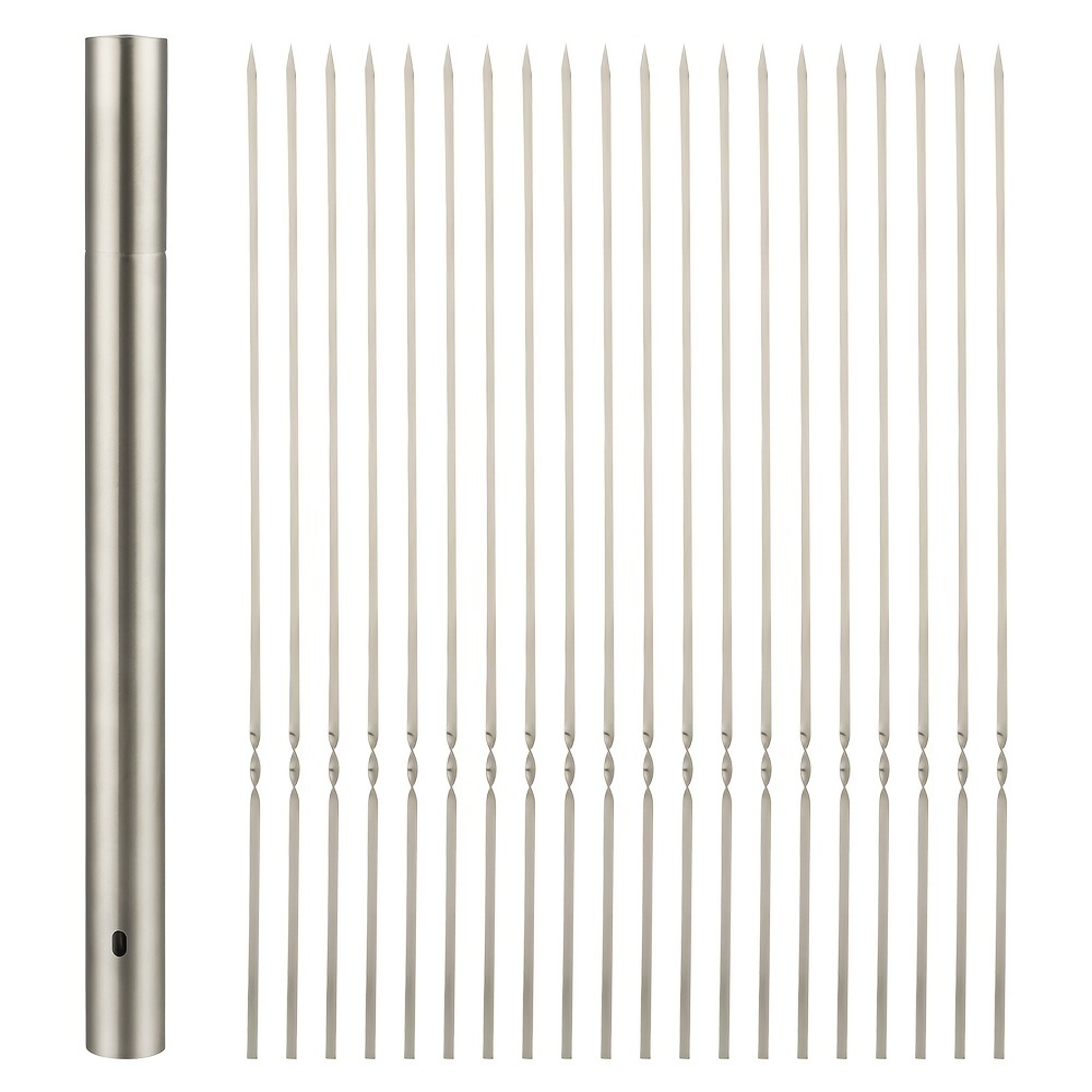 dropship 20pcs Grilling Flat Metal BBQ Skewers Stainless Steel Kabob BBQ Skewer 35CM/13.77inch