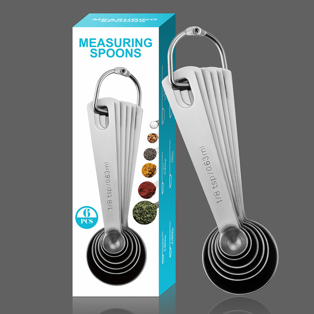dropship Stainless Steel Measuring Spoons; 6pcs Seasoning Measuring Spoons Thicken 1.2mm