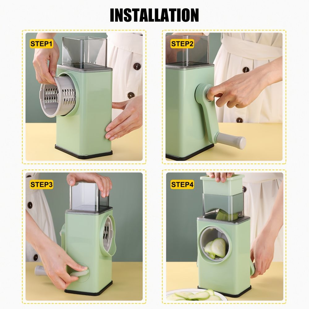 dropship 1pc Multifunctional Vegetable Cutter; Hand-cranked Potato Slicer; Lemon Grater; Drum Vegetable Grater With Handle