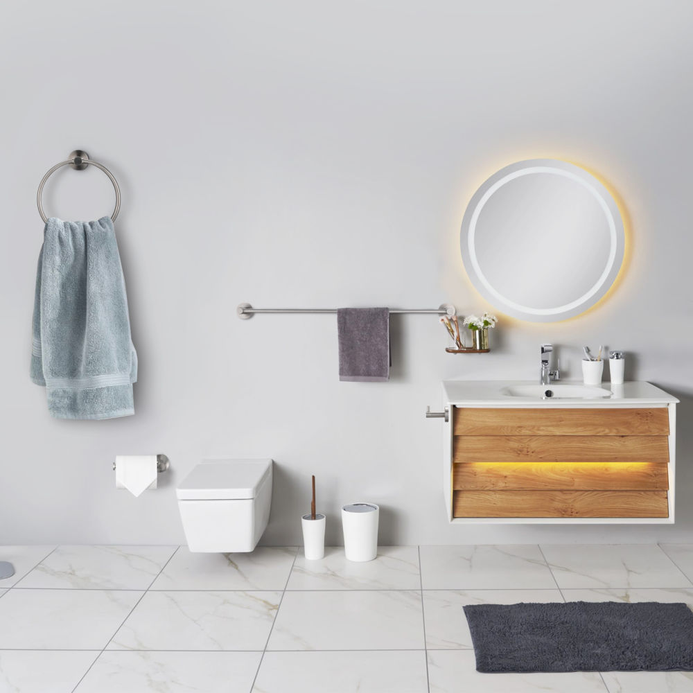 dropship Brushed Nickel Bathroom Hardware Set 4 Pieces; Towel Bar Set Stainless Steel Wall Mounted;  Includes 16In Hand Towel Bar;  Towel Ring;  Robe Towel Hooks; Toilet Paper Holder;  Bathroom Towel Rack Set
