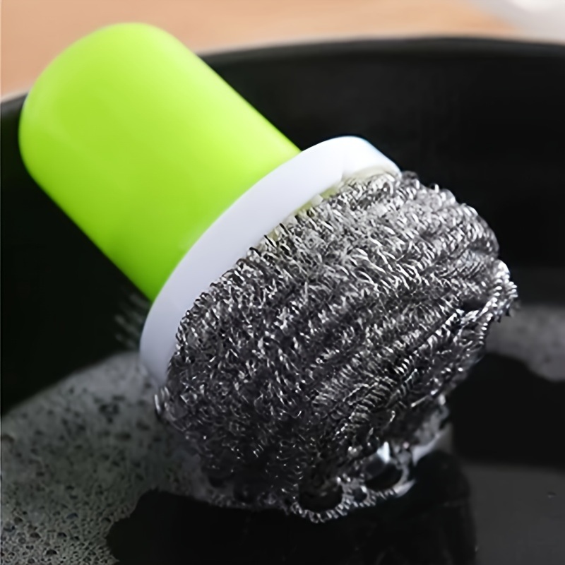 dropship 3pcs Household Dishwashing Brush; Creative Steel Ball Stainless Steel Brush With Handle; Kitchen Decontamination Cleaning Ball Pot Brush