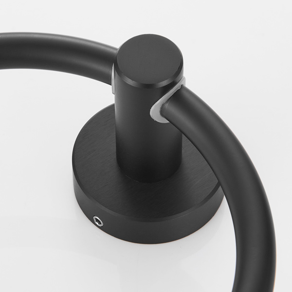 dropship Towel Ring Matte Black; Bath Hand Towel Ring Thicken Space Aluminum Round Towel Holder for Bathroom