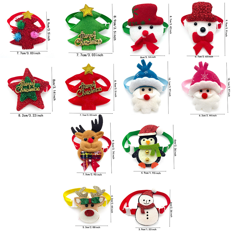 dropship 30/50pcs Christmas Pet Dog Bowties Santa Snowman Deer Small Dog Collar Holiday Grooming Neckties Bowtie Pet Supplies