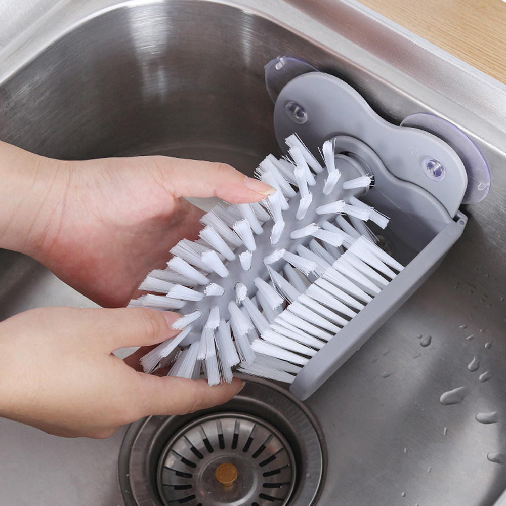 dropship Creative Suction Cup Glass Bottle Cleaning Brush Kitchen Rotate Wash Cup Brush