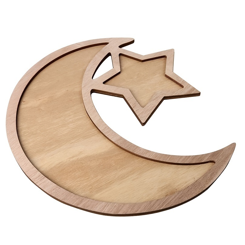 dropship 1pc, Eid Al-Fitr Dessert Tray, Stars And Moon Wooden Ornaments, Ramadan Ornaments, Ramadan Kareem, Holiday Accessory, Birthday Party Supplies, Room Decor, Random Color