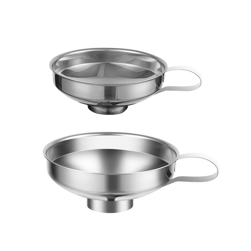 dropship 1pc; Thickened Stainless Steel Wide Mouth Funnel; Household Large Diameter Jam Funnel