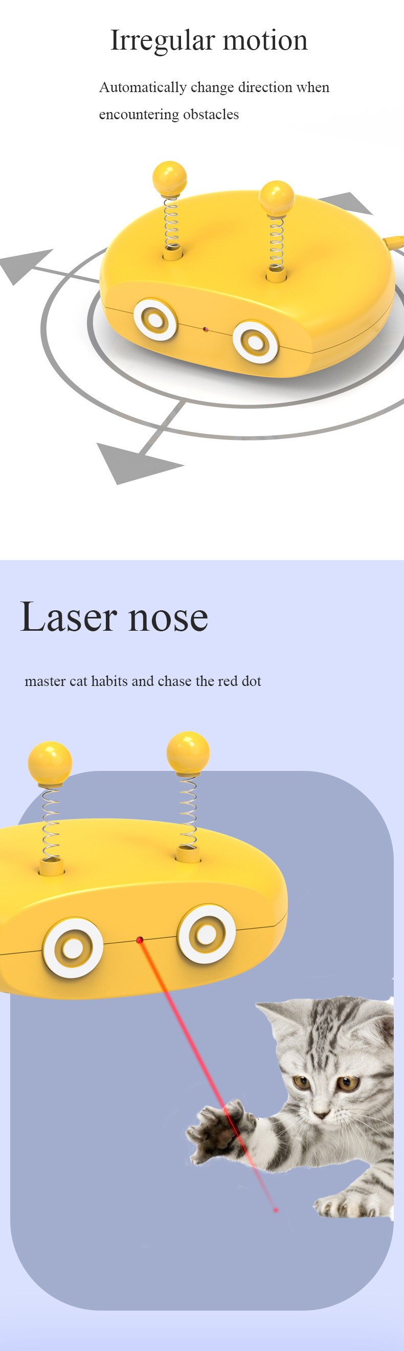 dropship Electric Cat Interactive Toys Funny Pet Teasing Robot Laser Toys Automatic Steering Walking Sticks