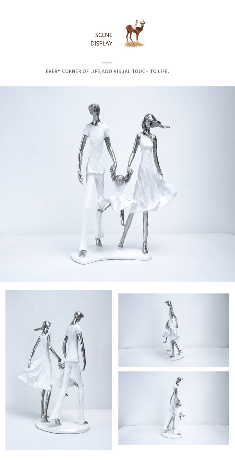 dropship NORTHEUINS Resin Family Statues Nordic Creative Abstract Figurines for Interior Home Living Room Desktop Decoration Accessories