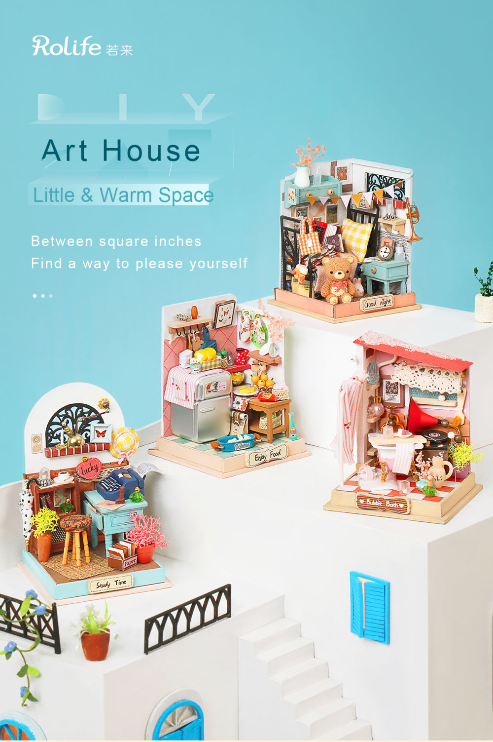 dropship Robotime DIY Taste Life Kitchen Doll House with Furniture Children Adult Miniature Dollhouse Bubble Bath Wooden Kits Toy Gift DS