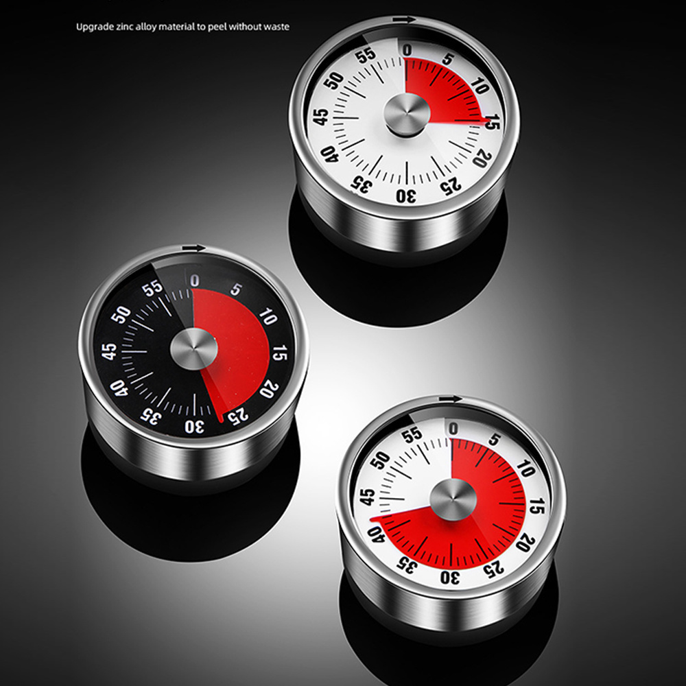 dropship Stainless Steel Visual Timer Mechanical Kitchen Timer 60-Minutes Alarm Cooking Timer With Loud Alarm Magnetic Clock Timer