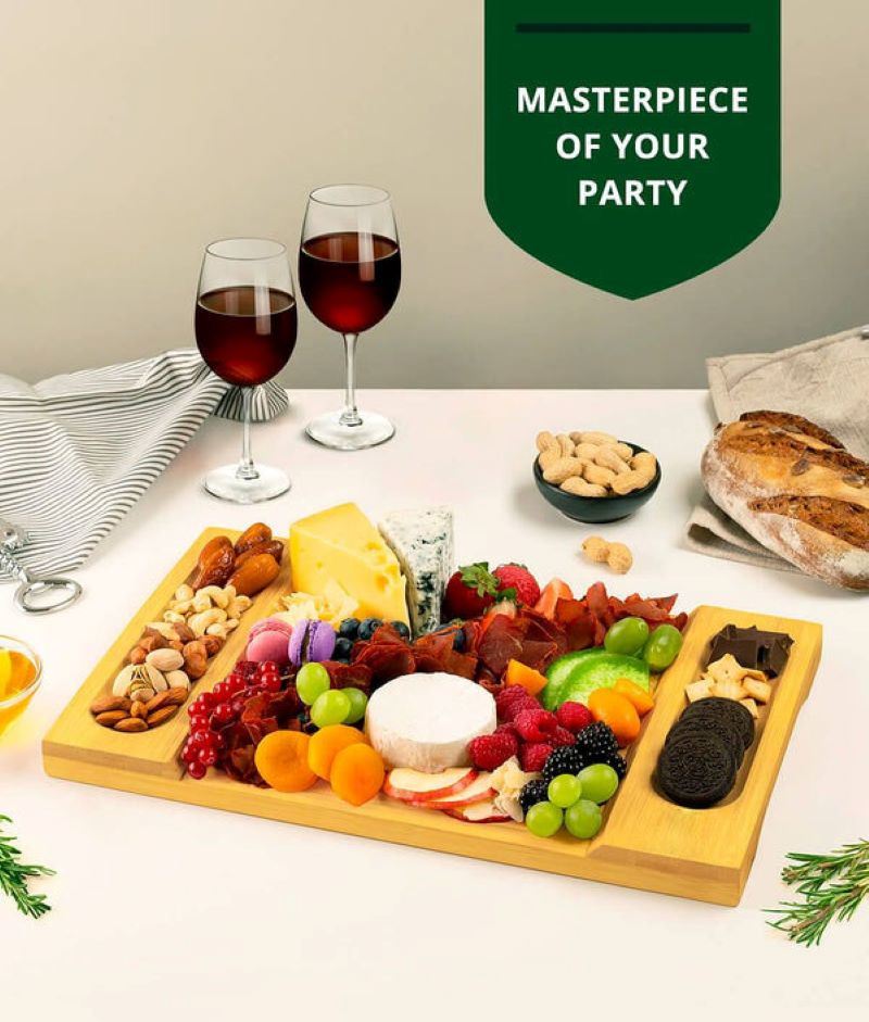 dropship Kitchen Natural Bamboo Cutting Board Bamboo Cheese Board Set