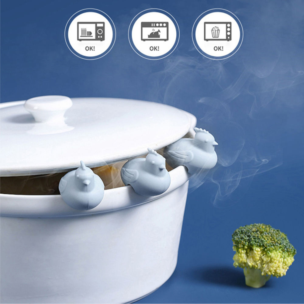 dropship 3pcs/Pack; Silicone Spill Resistant Pot Lid Clip; High Temperature Resistant 446°F Animal Shape Kitchen Gadgets