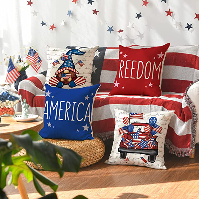 dropship 4th of July Decorations Pillow Covers Stripes Patriotic Throw Pillow Covers