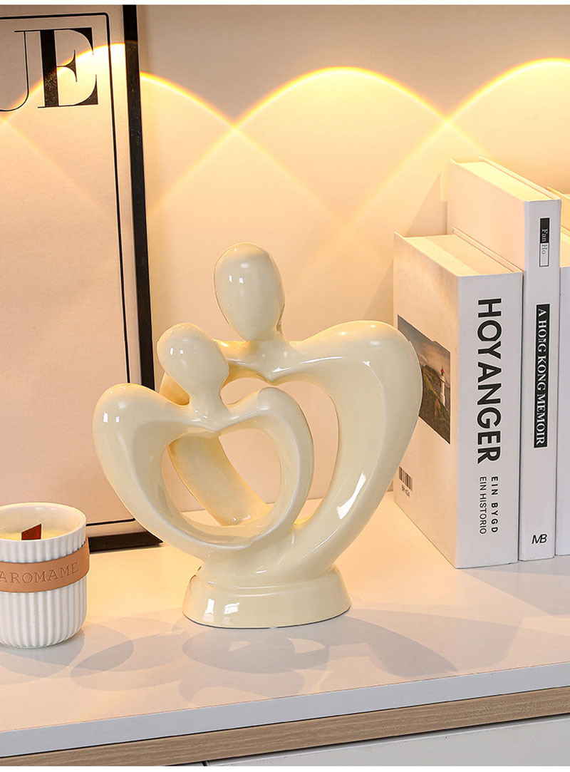 dropship NORTHEUINS Ceramic Abstract Couple Statue European Figure Lover Figurines for Anniversary Collection Home Living Room Decoration