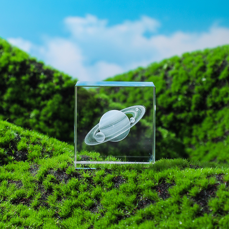 dropship Moon; Cloud; 3D Cube Engraved Crystal Craft Ornaments; Desktop Bedroom Decorations; Creative Birthday Gifts