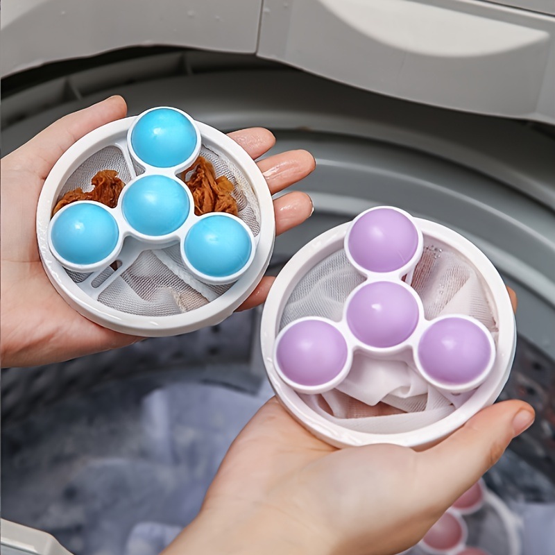 dropship 3pcs Pet Hair Remover; Reusable Lint Catcher Washing Machine Hair Filter; Laundry Hair Removal Ball; Durable Cleaning Mesh Bag Floating Lint Remover For Laundry 6.89*3.62in