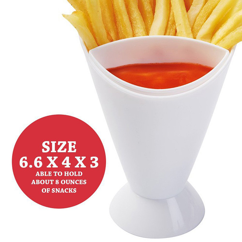 dropship 1pc Plastic French Fry / Chip Dish + Dipping Sauce; Chip Cup For Chips & Salsa; French Fries & Ketchup; Vegetables & Dip