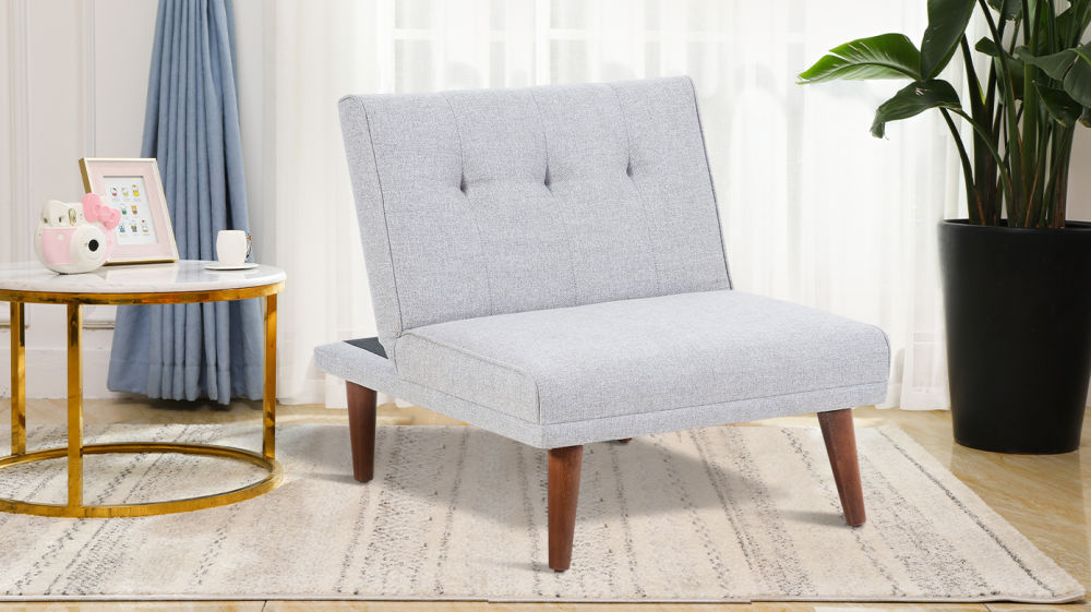 dropship Comfy Mini Couches, Small Recliner Futon Chair with Adjustable Backrest, Armless Living Room Couch for Small Space, Bedroom, Home