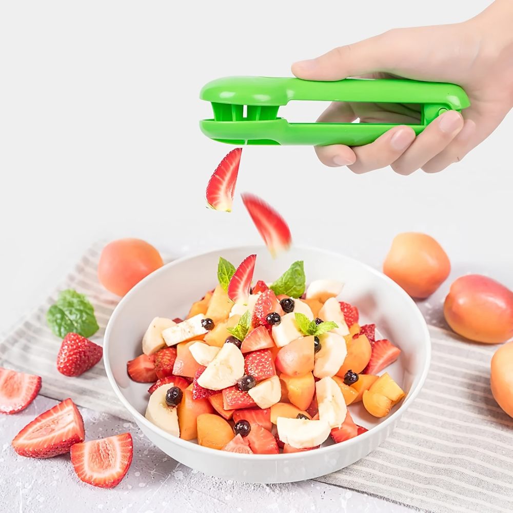 dropship 1pc; Grape Tomato Cherry Strawberry Cutter; Green Multifunctional Vegetable And Fruit Cutter; No Blade; Creative Kids Supplies; Kitchen Gadget