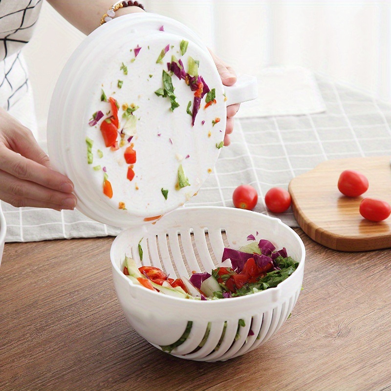 dropship 1pc Vegetable Cutting Aid Fruit Vegetable Salad Cutting Bowl Kitchen Plastic Divider Salad Cutting Mold; Kitchen Accessories