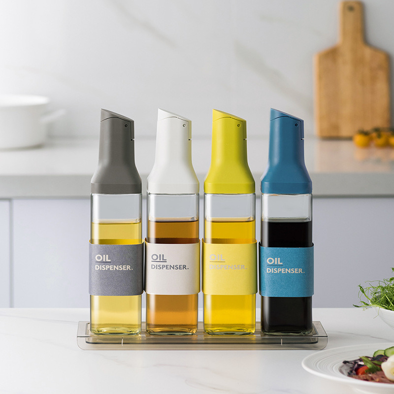 dropship 1pc 500ml/16.9oz Oil And Vinegar Bottle; Automatic Opening And Closing Oil Pot; Anti-leakage Anti-hanging Oil Household Kitchen Soy Sauce Vinegar Oil Tank; Gravity Oil Bottle