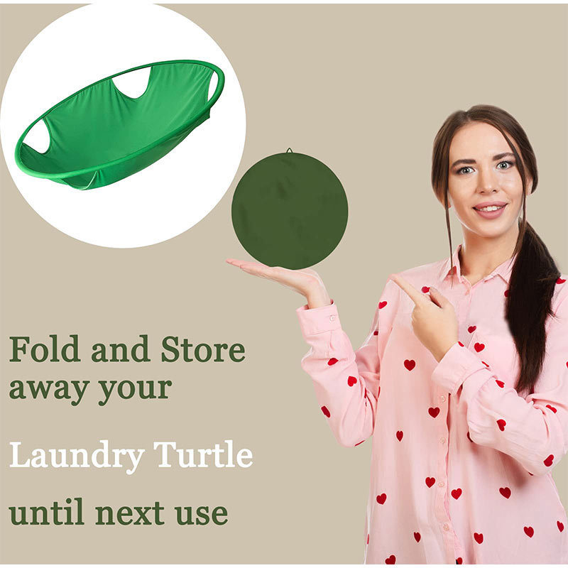 dropship 1pc 21in/26in Laundry Hamper Basket Foldable Hamper Oval Tub Green Cloth Storage Baskets Home Dryer Helper Clothes Carrier Organizer