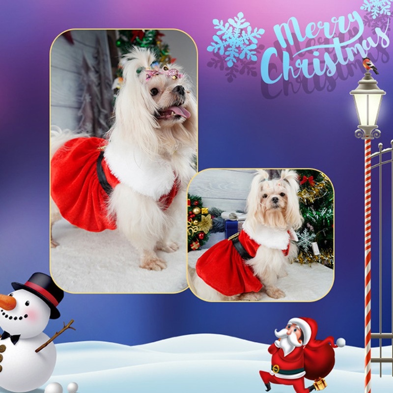 dropship Christmas Dog Dresses ForSmall Dog Clothes Christmas Cat Pet Dress Fancy Princess Puppy Dress Festival Apparel