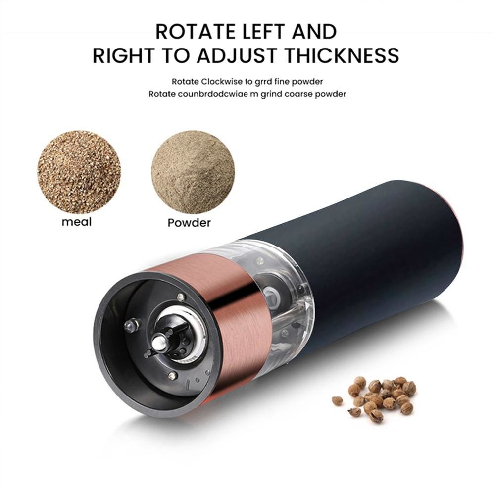 dropship 1PCS Electric Grinder Built In Light Adjustable Grind Size Stainless Steel Mill For Salt Pepper Spices Kitchen Tools