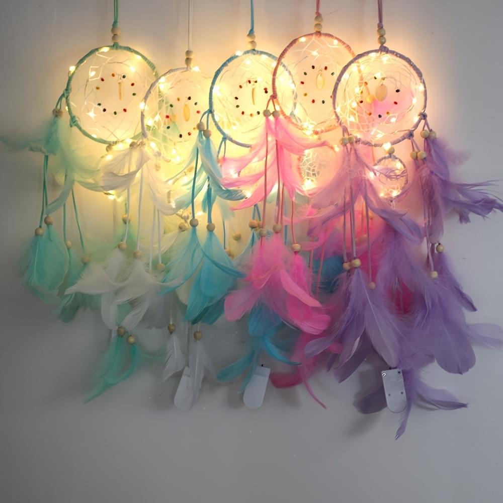 dropship 1pc Creative Dream Catcher With LED Lights; Night Light Dream Catcher; Wall Hanging Ornament