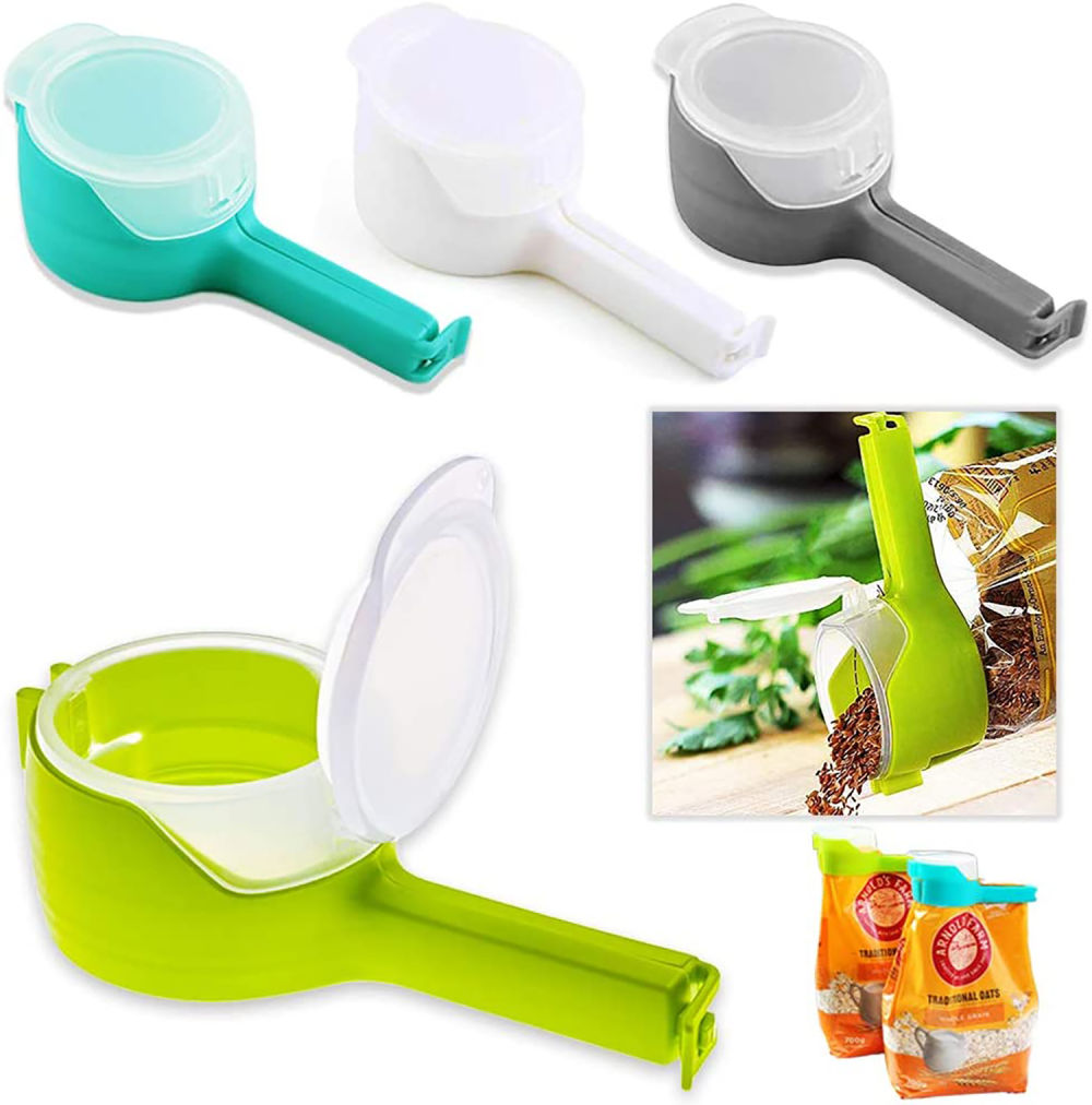 dropship Food Storage Sealing Clips With Pour Spouts; Kitchen Chip Bag Clips; Plastic Cap Sealer Clips; Great For Kitchen Food Storage And Organization