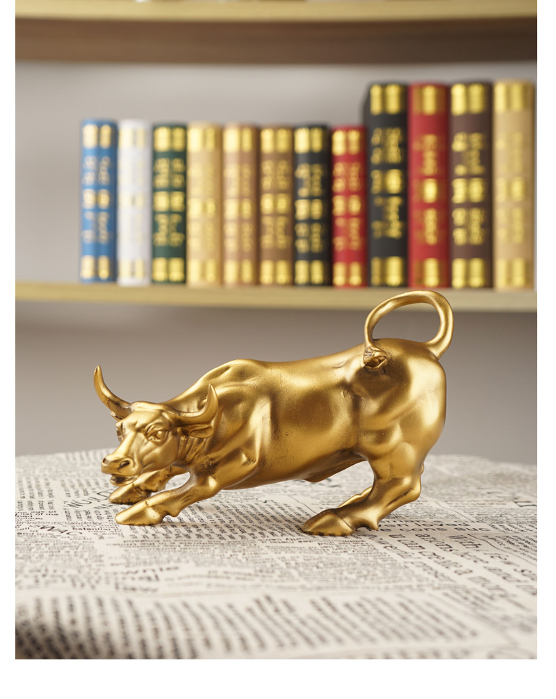 dropship NORTHEUINS Resin Wall Street Bull Figurine Cattle OX Statue Market Miam Bull Home Feng Shui Art Official Desktop Decor Sculpture