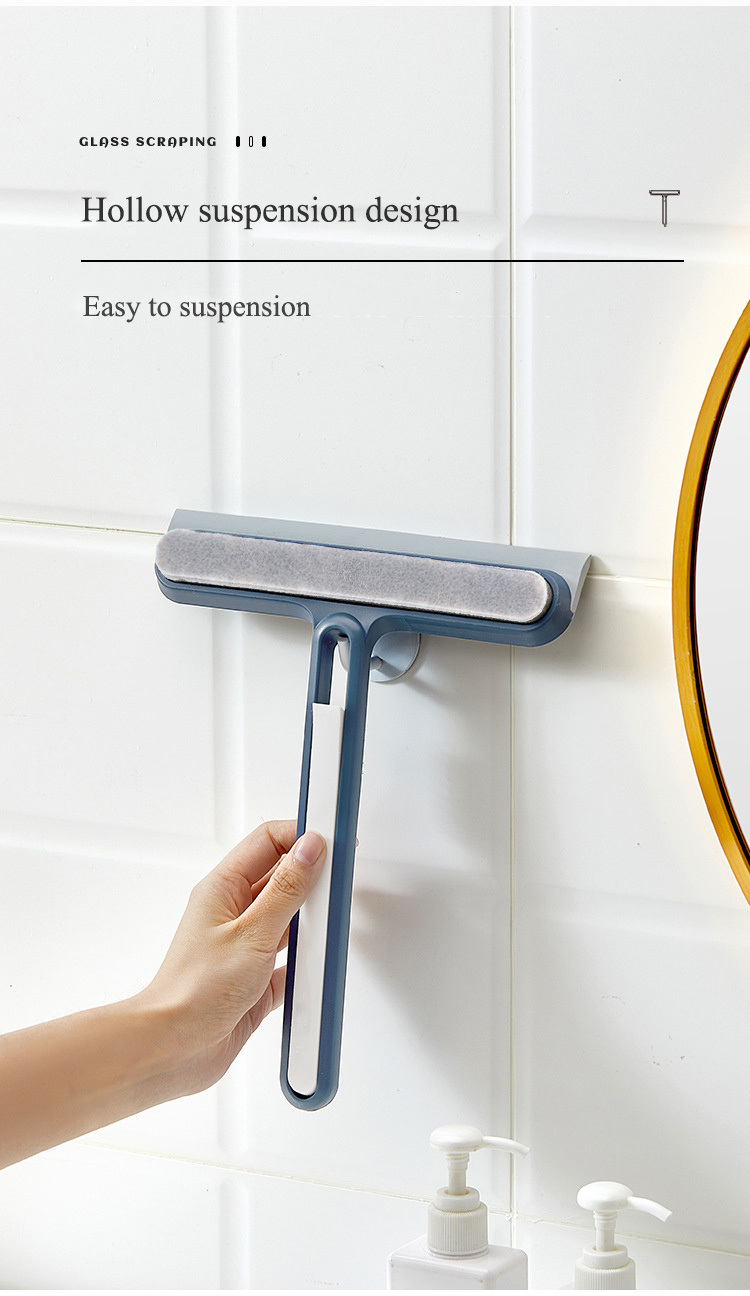 dropship 1pc/2pcs 3-in-1 Multi-Purpose Glass Cleaning Brush With Handle, Magic Window Cleaning Brush, Squeegee For Window, Glass, Shower Door, Car Windshield, Heavy Duty Window Scrubber, Blue, White