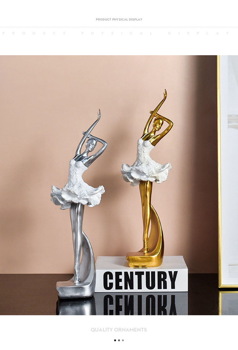 dropship NORTHEUINS Resin Ballet Dancer Figurines for Interior Art Girl Statue Home Living Room Bedroom Entrance Display Decor Accessorie