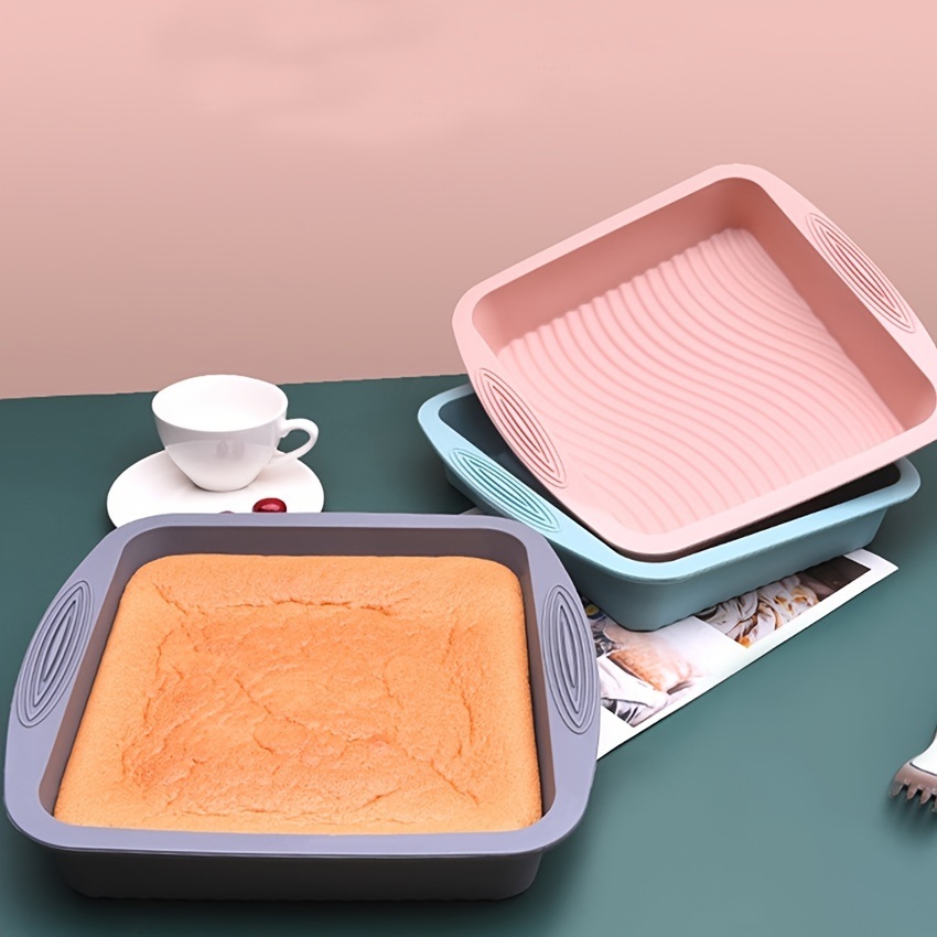 dropship 1pc Square Silicone Cake Pan Wave Pattern Toast Bread Baking Pan Easy To Wash High Temperature Resistant Oven Silicone Cake Mold