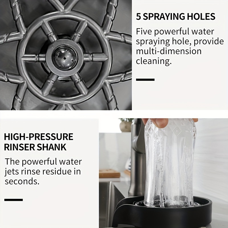 dropship 1pc Glass Rinser For Kitchen Sink; Bottle Cup Washer For Sink Attachment; Kitchen Bar Sink Cleaner; Bottle Washer; Kitchen Sink Automatic Flushing Device