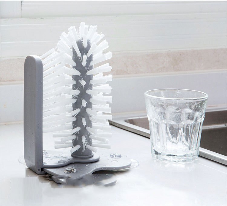 dropship 1pc Cup Scrubber Glass Cleaner Bottles Brush Sink Kitchen Accessories 2 In 1 Drink Mug Wine Suction Cup Cleaning Brush Gadgets